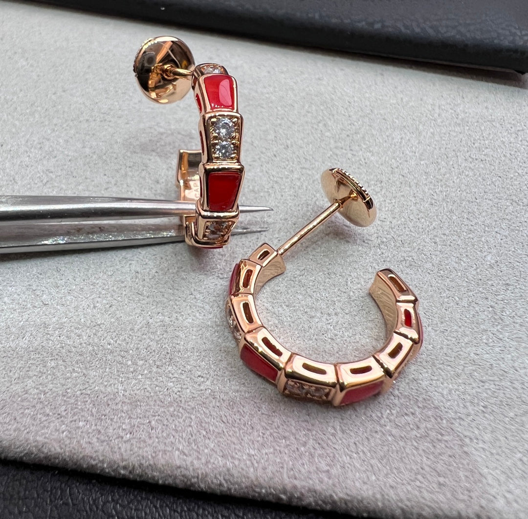 [Basjewels]SERPENTI CARNELIAN PINK GOLD EARRINGS