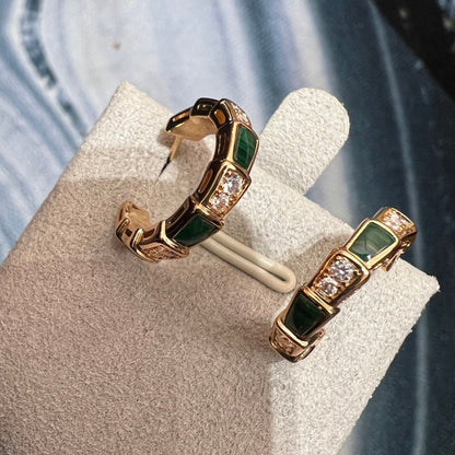 [Basjewels]SERPENTI MALACHITE PINK GOLD EARRINGS