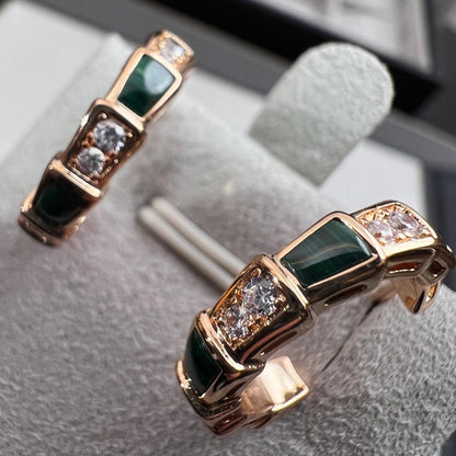 [Basjewels]SERPENTI MALACHITE PINK GOLD EARRINGS