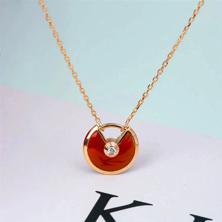 [Basjewels]AMULETTE GOLD CARNELIAN ONYX NECKLACE