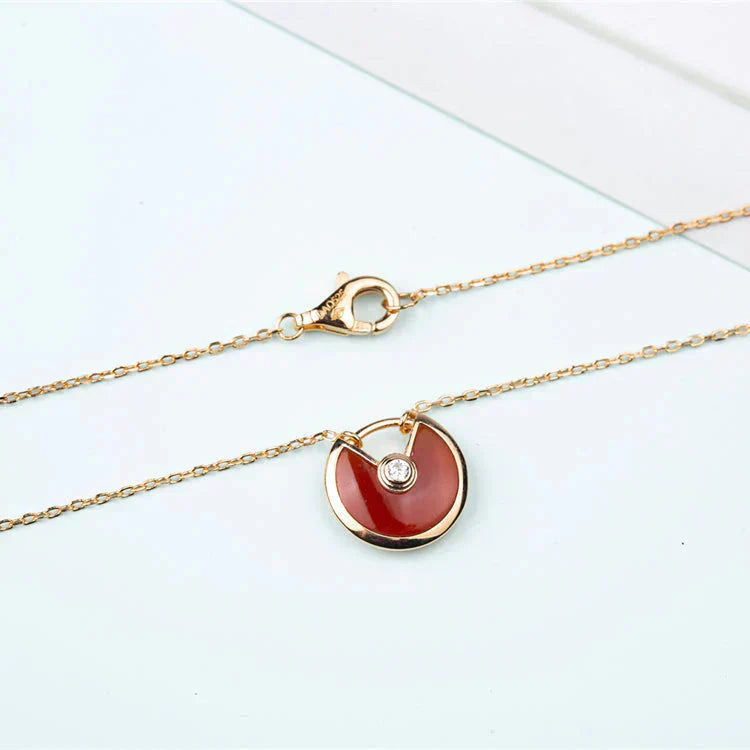 [Basjewels]AMULETTE GOLD CARNELIAN ONYX NECKLACE