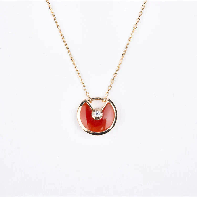 [Basjewels]AMULETTE GOLD CARNELIAN ONYX NECKLACE