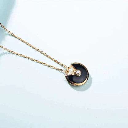 [Basjewels]AMULETTE GOLD CARNELIAN ONYX NECKLACE