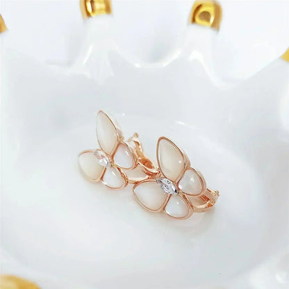 [Basjewels]BUTTERFLY MOP DIAMOND EARRINGS