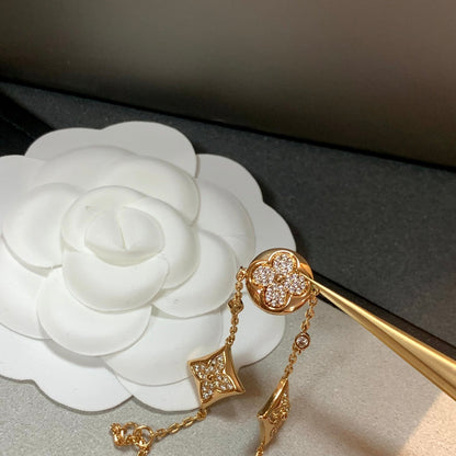 [baslovejewels]STAR AND SUN 4 MOTIFS GOLD DIAMONDS BRACELET