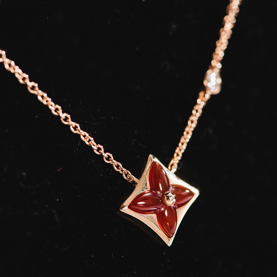 [Basjewels]STAR NECKLACE PINK GOLD 1 DIAMOND