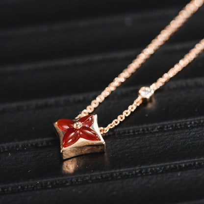 [Basjewels]STAR NECKLACE PINK GOLD 1 DIAMOND