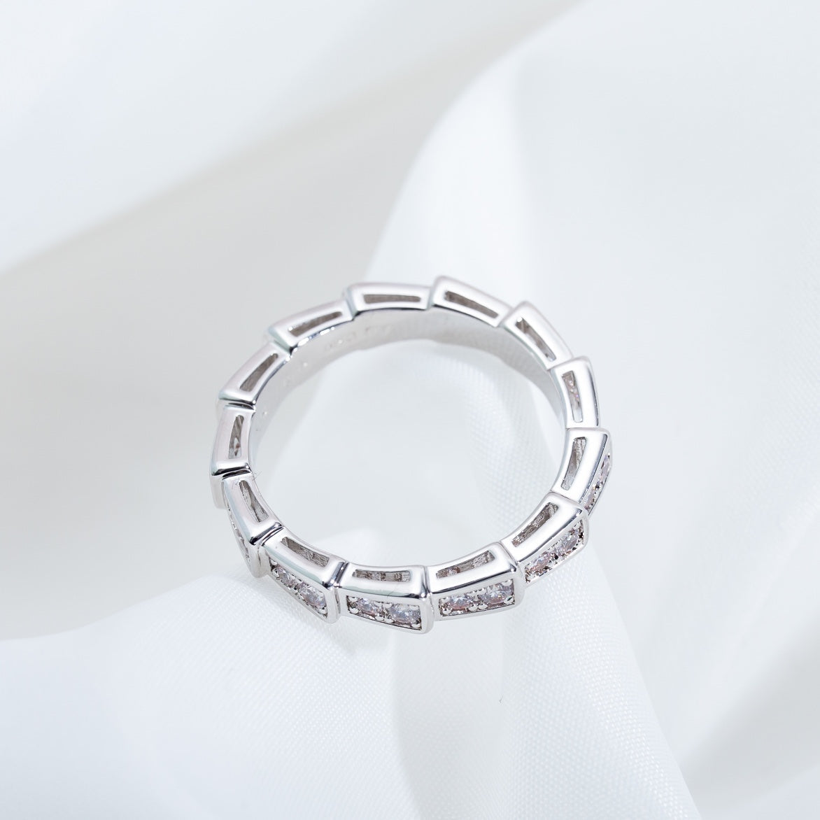 [Basjewels]SERPENTI RING SILVER DIAMOND PAVED 3MM