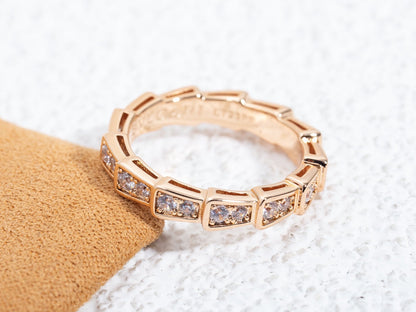 [Basjewels]SERPENTI RING PINK GOLD DIAMOND PAVED 3MM