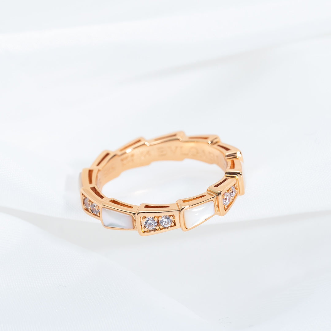 [Basjewels]SERPENTI RING PINK GOLD DIAMOND MOP 3MM