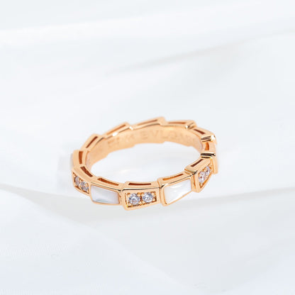 [Basjewels]SERPENTI RING PINK GOLD DIAMOND MOP 3MM