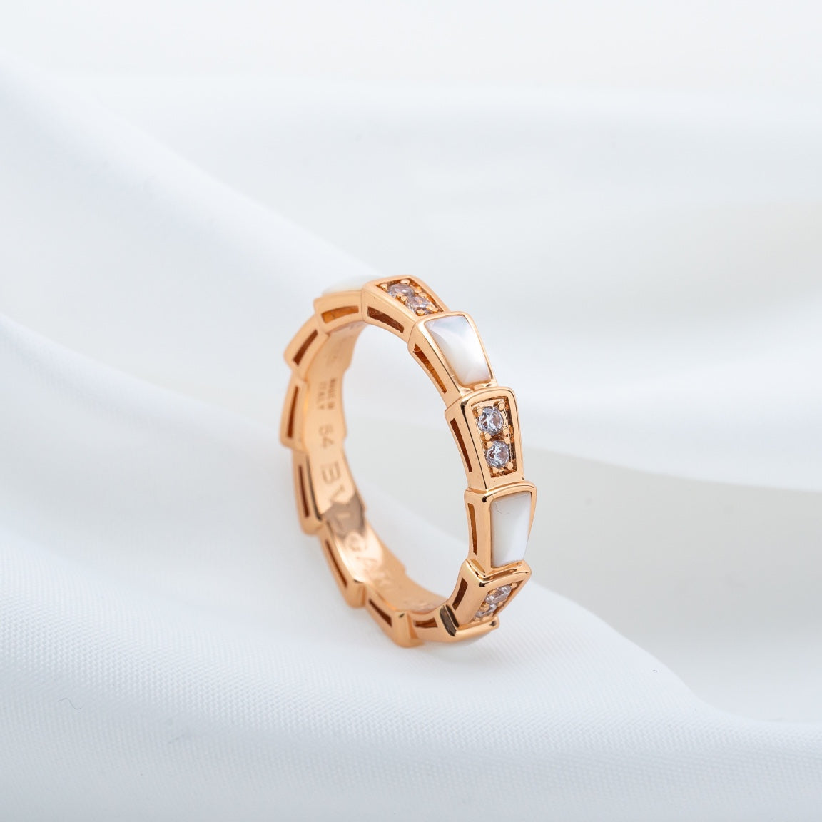 [Basjewels]SERPENTI RING PINK GOLD DIAMOND MOP 3MM