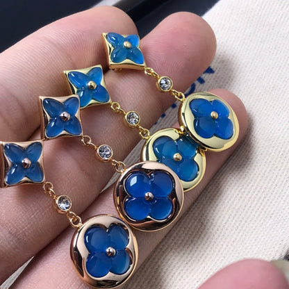 [baslovejewels]STAR AND SUN AGATE DIAMOND EARRINGS
