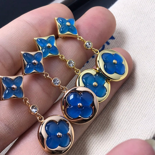 [baslovejewels]STAR AND SUN AGATE DIAMOND EARRINGS