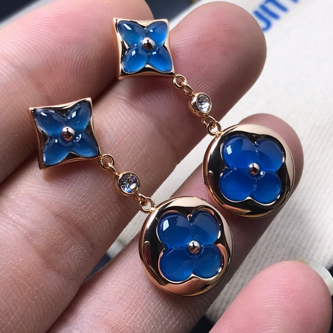 [baslovejewels]STAR AND SUN AGATE DIAMOND EARRINGS