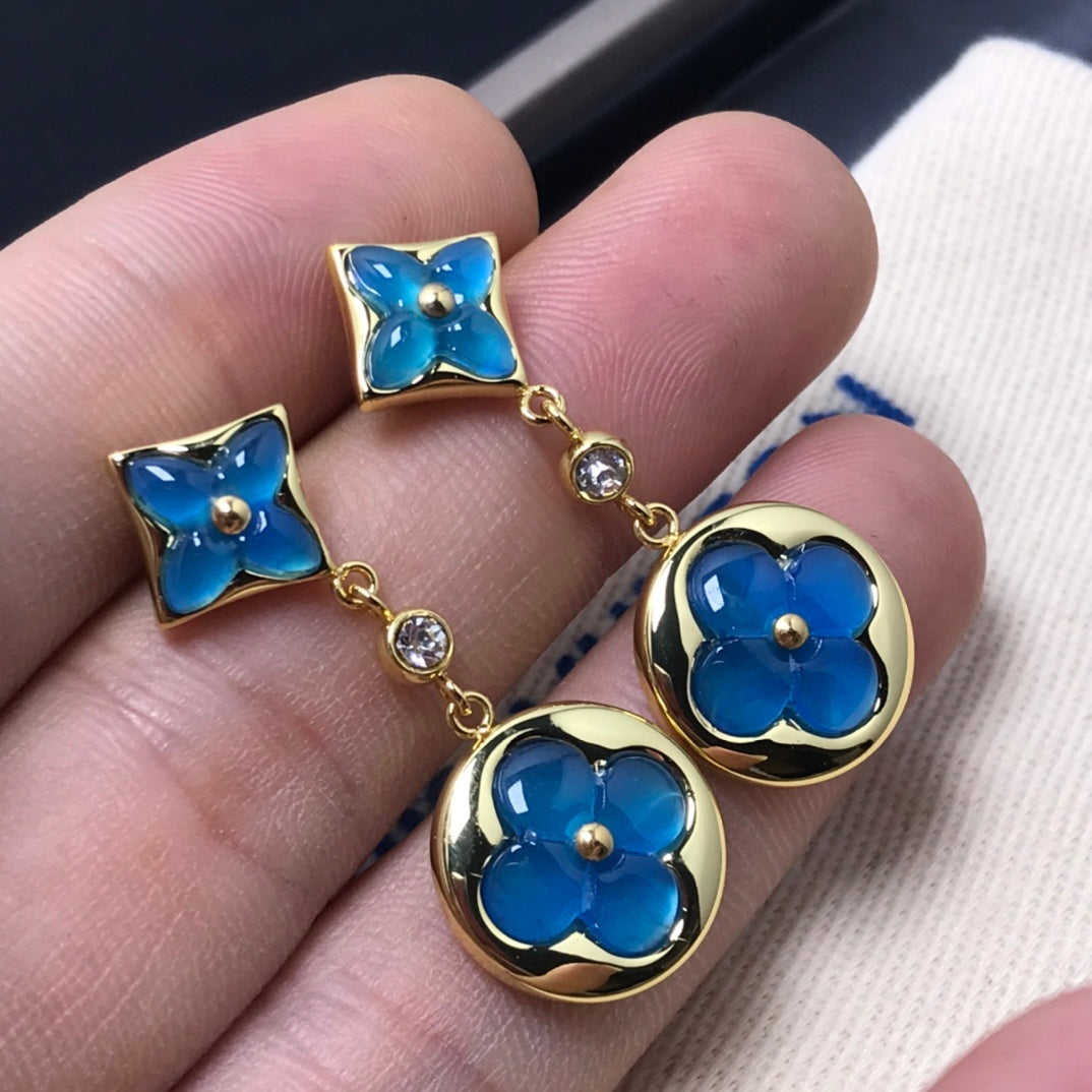 [baslovejewels]STAR AND SUN AGATE DIAMOND EARRINGS