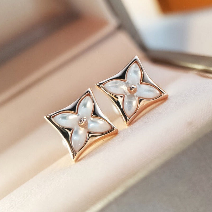 [baslovejewels]STAR MOP PINK GOLD EARRINGS