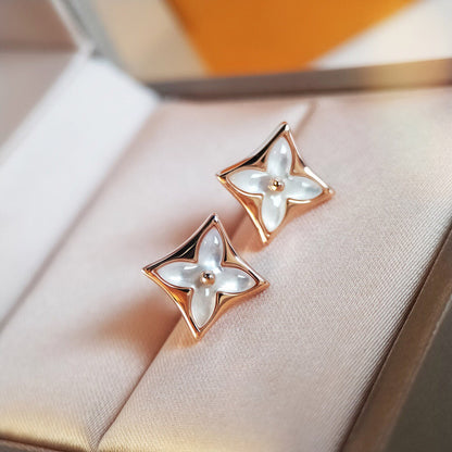 [Basjewels]STAR MOP PINK GOLD EARRINGS