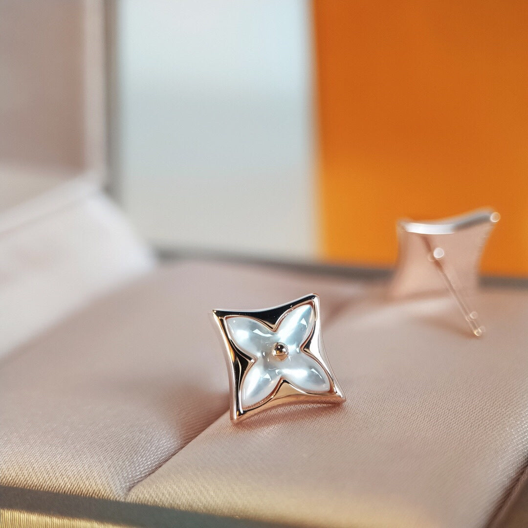 [baslovejewels]STAR MOP PINK GOLD EARRINGS