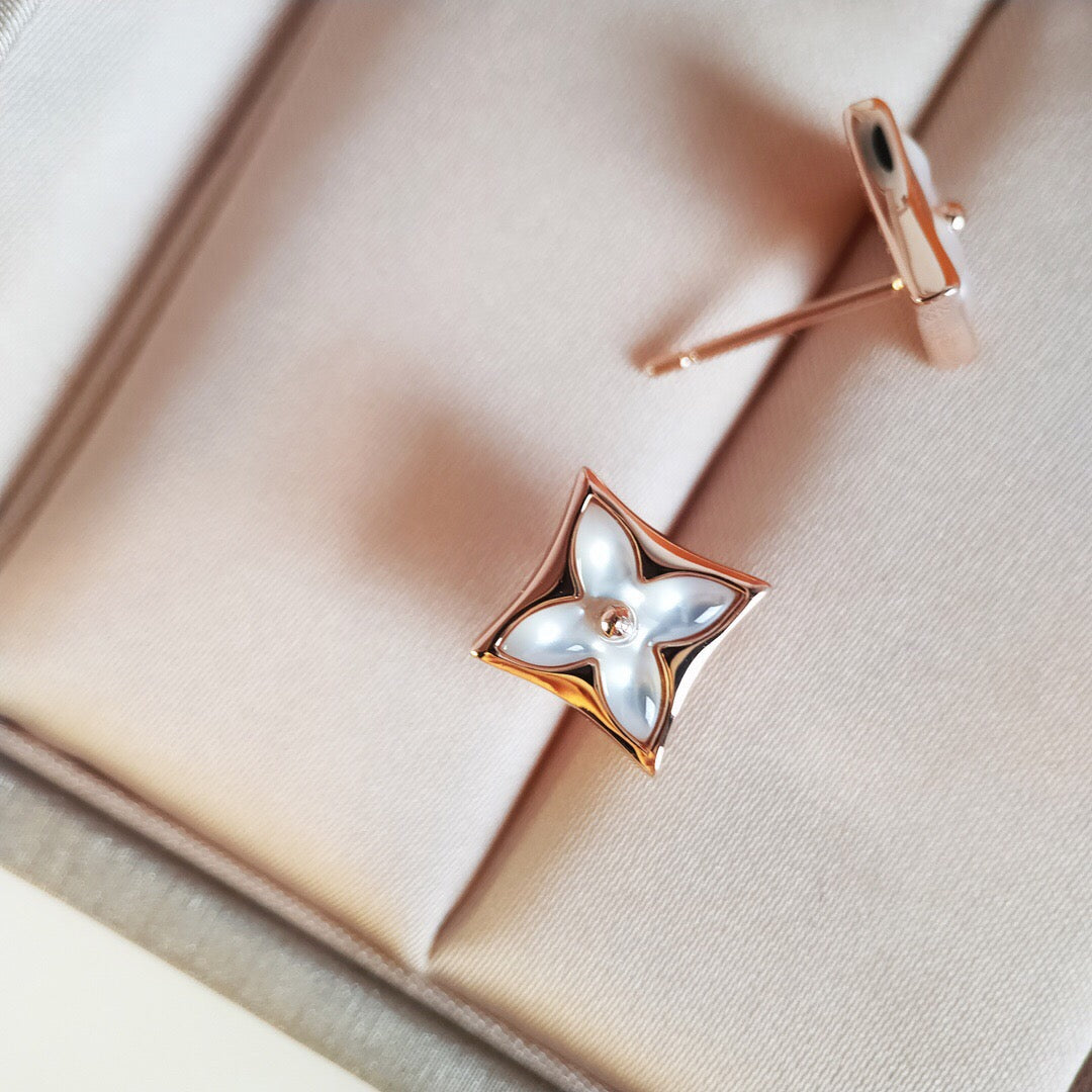 [Basjewels]STAR MOP PINK GOLD EARRINGS