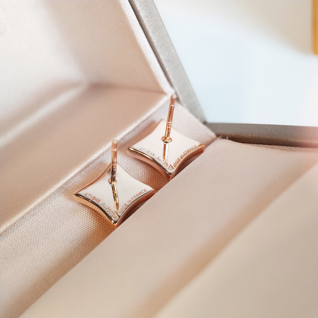 [baslovejewels]STAR MOP PINK GOLD EARRINGS