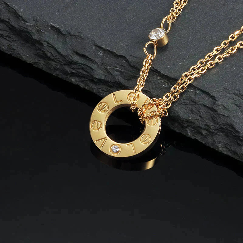 [Basjewels]LOVE NECKLACE 16MM 2 DIAMONDS