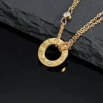 [Basjewels]LOVE NECKLACE 16MM 2 DIAMONDS