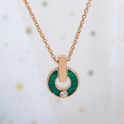 [Basjewels]GARI NECKLACE PINK GOLD MALACHITE