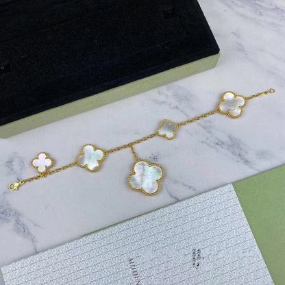 [Basjewels]MAGIC CLOVER MOP GOLD BRACELET 5 MOTIFS