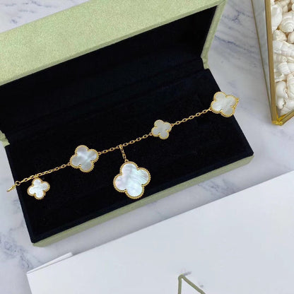 [Basjewels]MAGIC CLOVER MOP GOLD BRACELET 5 MOTIFS