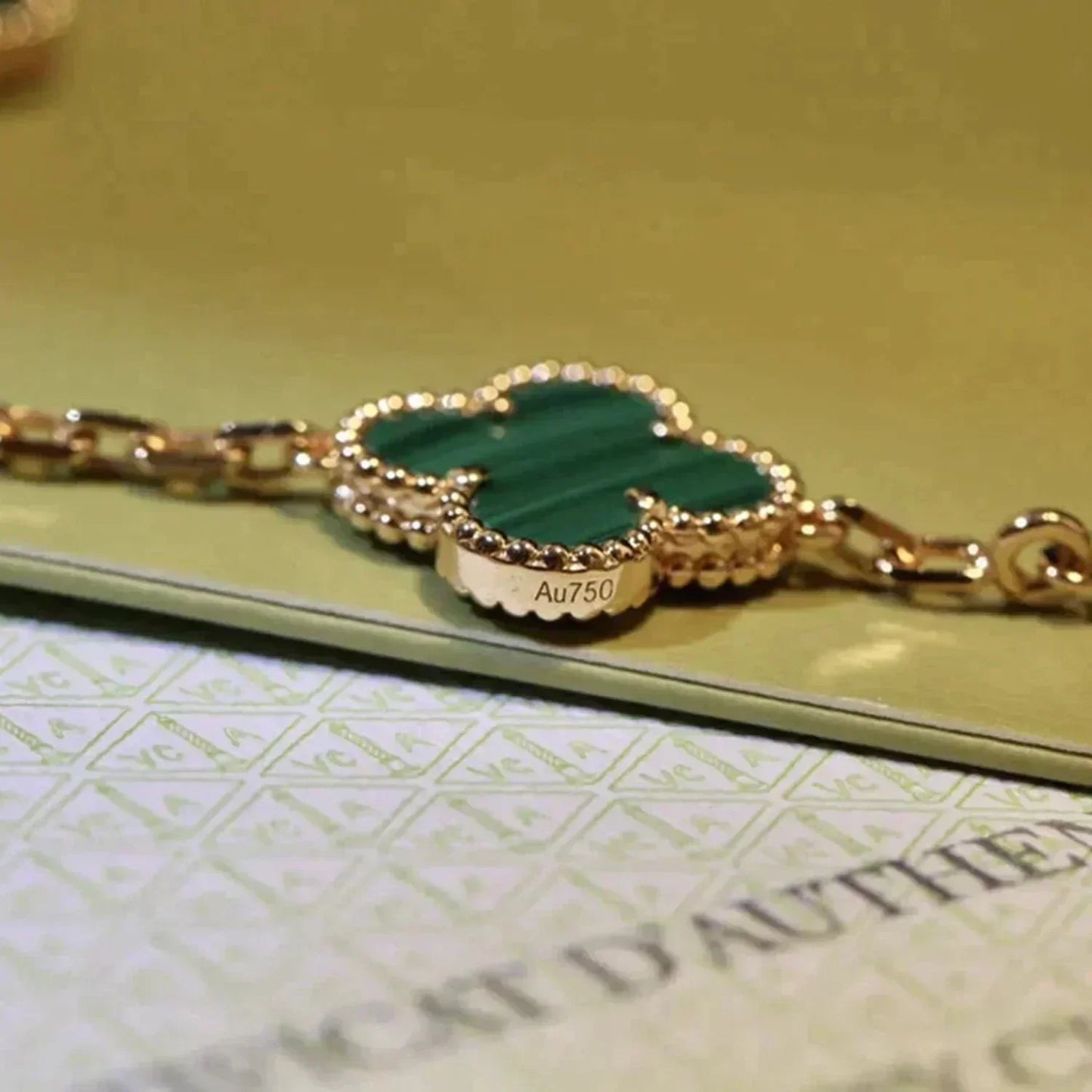 [Basjewels]CLOVER 5 MOTIFS MALACHITE BRACELET