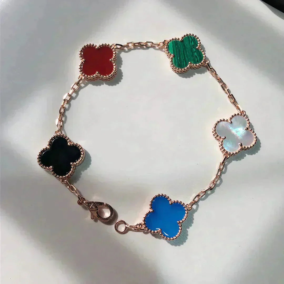 [Basjewels]CLOVER 5 MOTIFS MULTICOLOR  BRACELET