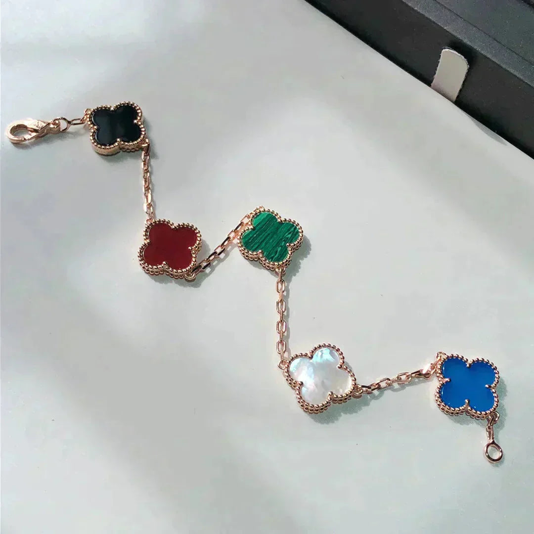 [Basjewels]CLOVER 5 MOTIFS MULTICOLOR  BRACELET