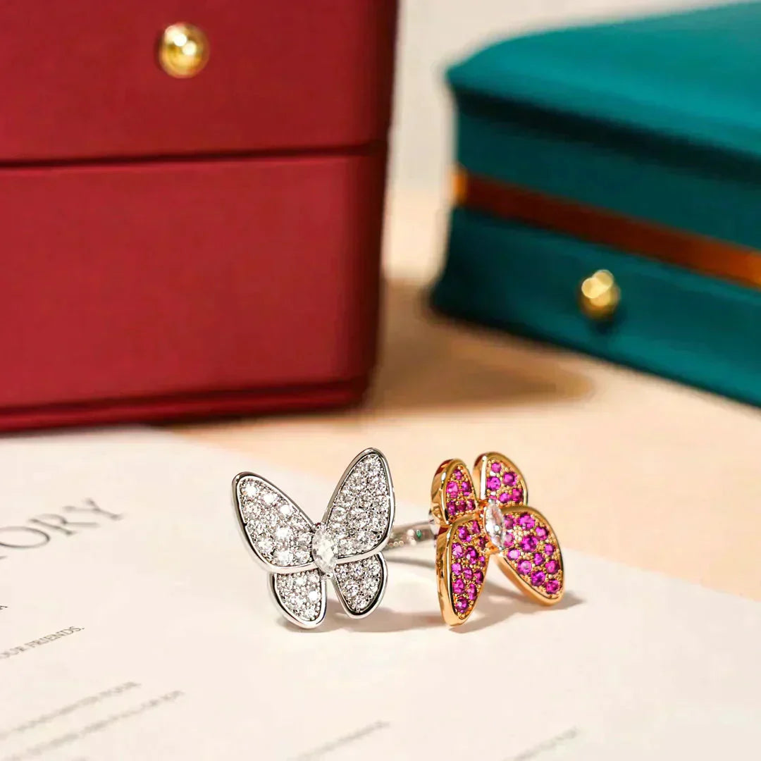 [Basjewels]TWIN BUTTERFLY DIAMOND RING