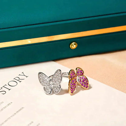 [Basjewels]TWIN BUTTERFLY DIAMOND RING