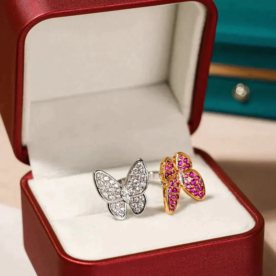 [Basjewels]TWIN BUTTERFLY DIAMOND RING