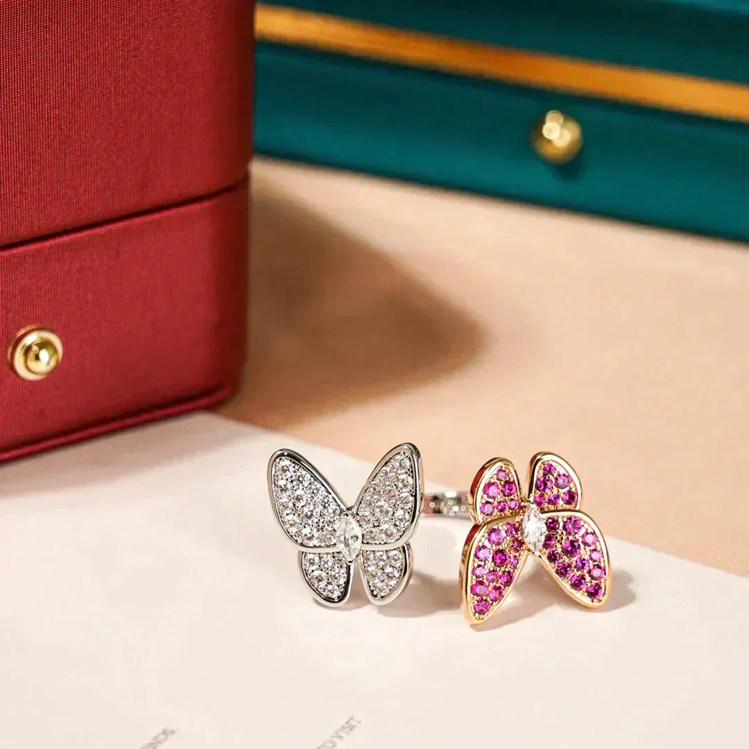 [Basjewels]TWIN BUTTERFLY DIAMOND RING