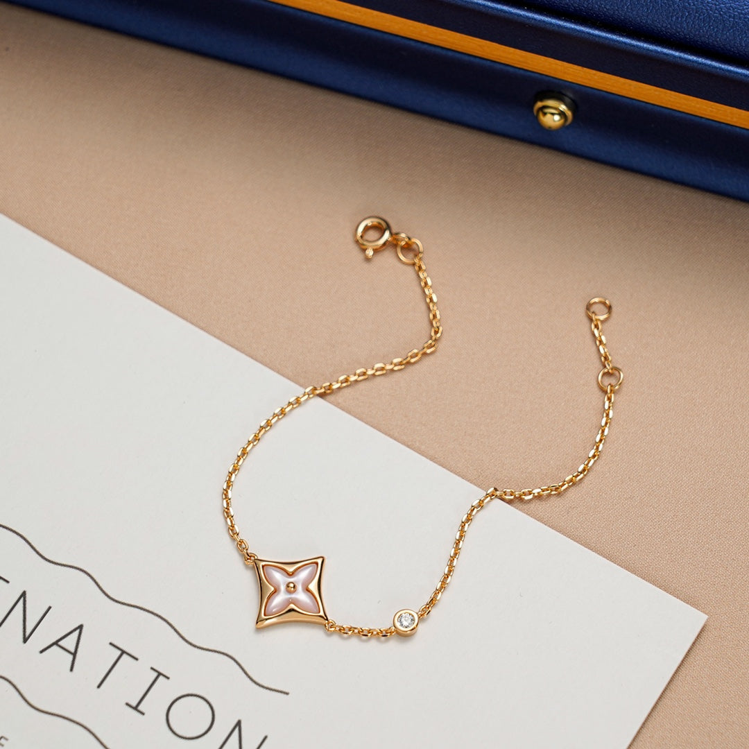 [baslovejewels]STAR 1 DIAMOND PINK GOLD BRACELET
