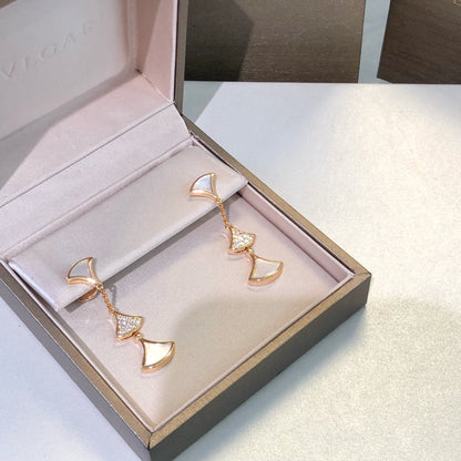 [Basjewels]DREAM EARRINGS 3 MOTIFS DIAMOND MOP PINK GOLD