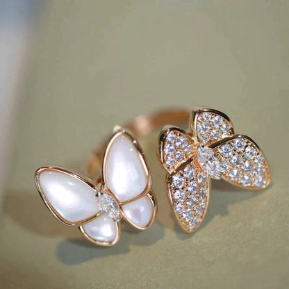 [Basjewels]TWIN BUTTERFLY DIAMOND MOP RING