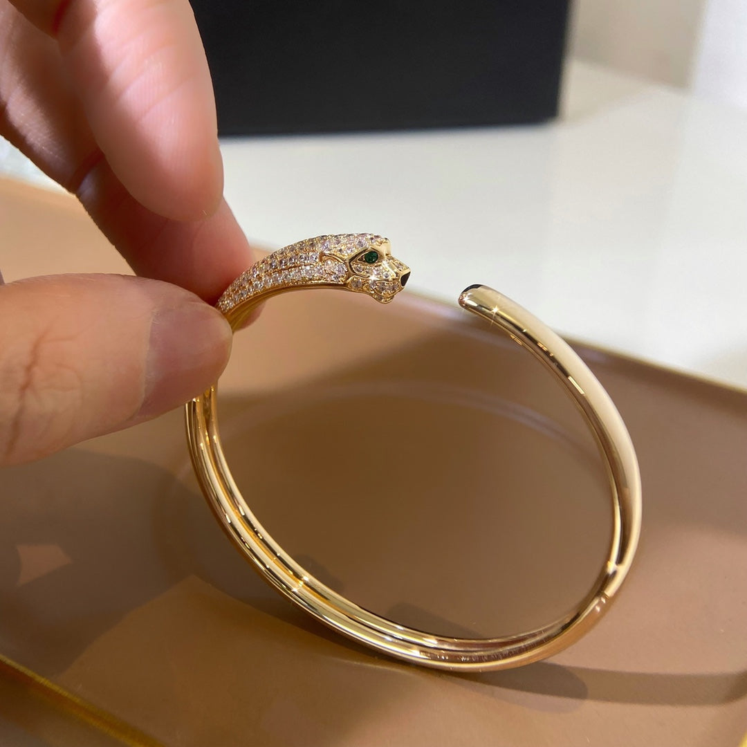 [Basjewels]PANTHERE GOLD DIAMOND OPEN BRACELET