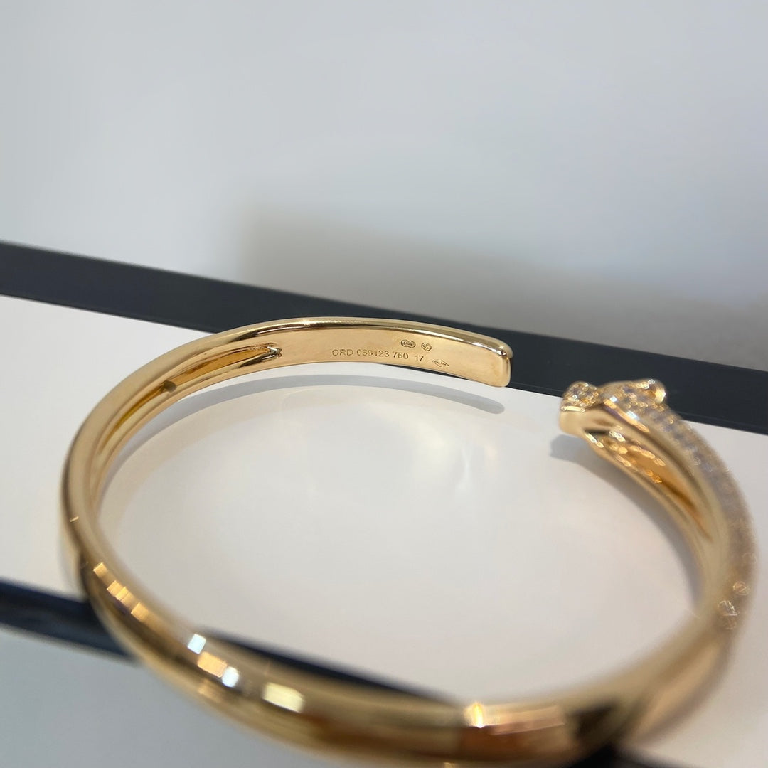 [baslovejewels]PANTHERE GOLD DIAMOND OPEN BRACELET