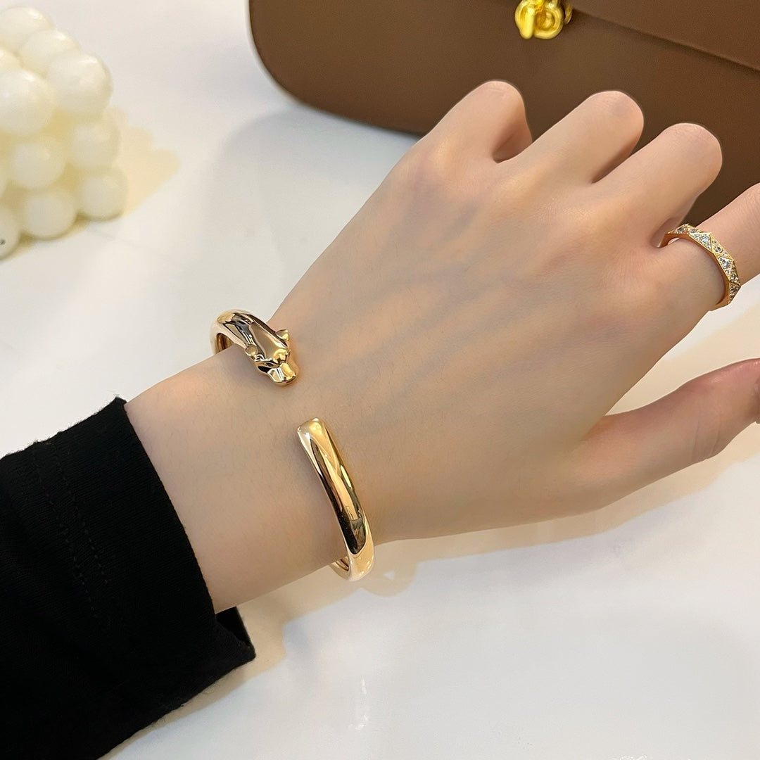 [Basjewels]PANTHERE GOLD OPEN BRACELET