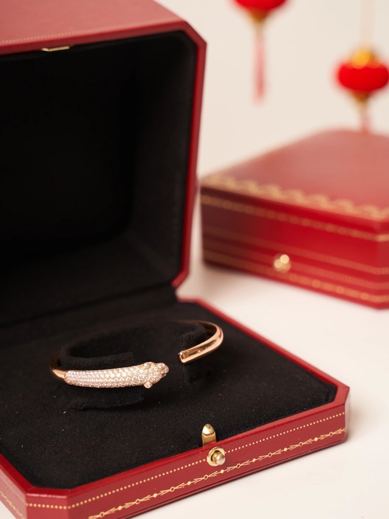 [baslovejewels]PANTHERE ROSE GOLD DIAMOND OPEN BRACELET