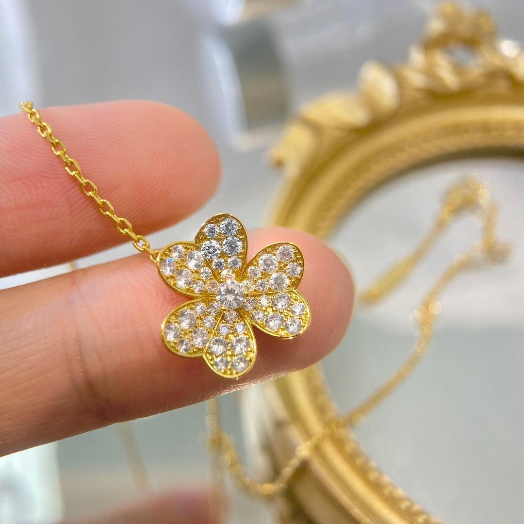 [Basjewels]FLOWER DIAMOND NECKLACE