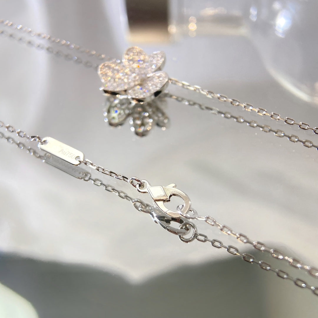 [Basjewels]FLOWER DIAMOND NECKLACE