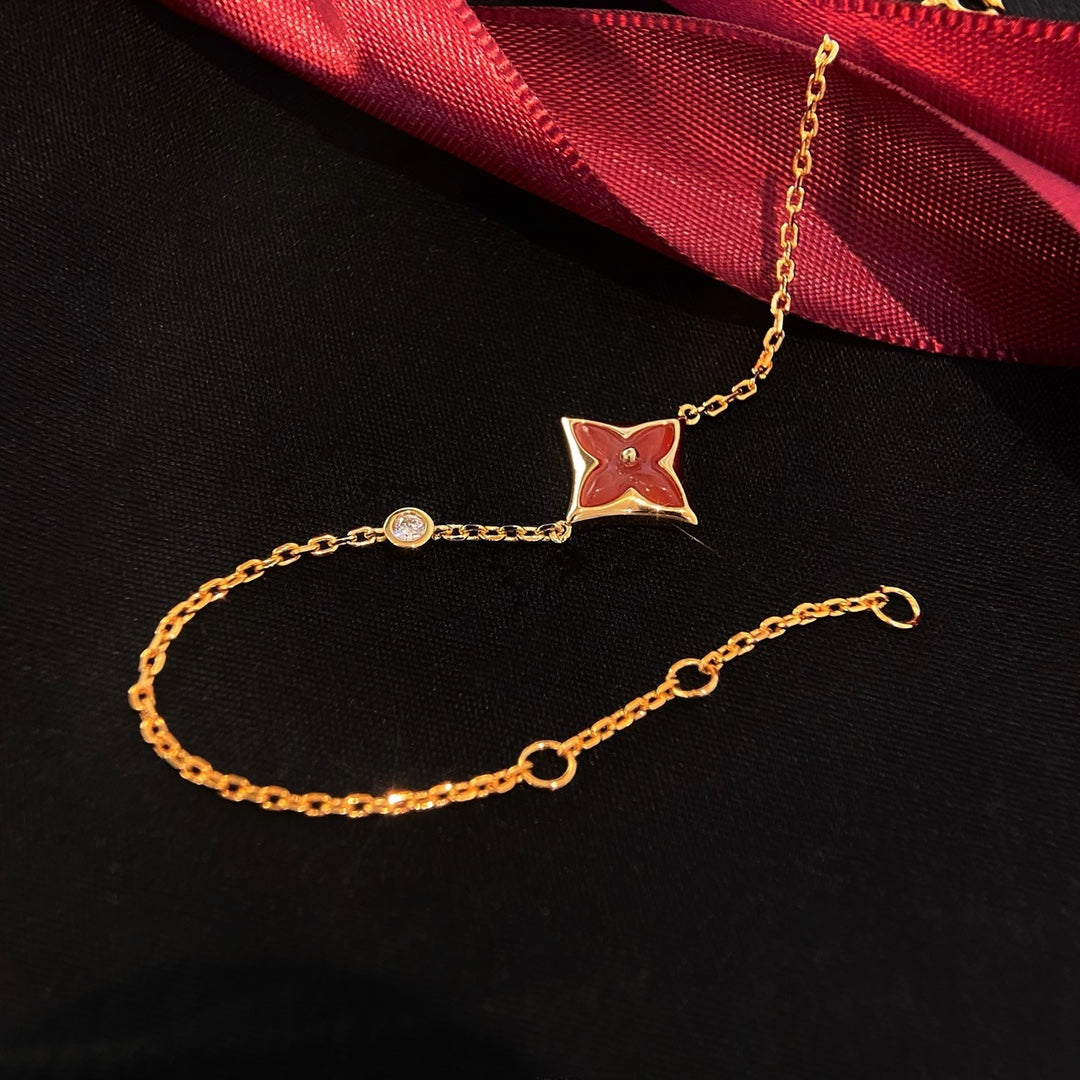 [baslovejewels]COLOR STAR CARNELIAN PINK GOLD DIAMOND BRACELET