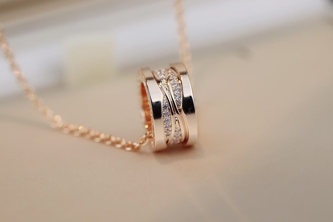 [Basjewels]ZERO 1 PINK GOLD DIAMOND NECKLACE