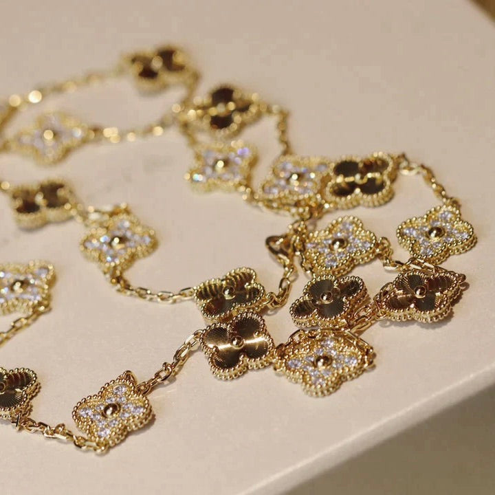 [Basjewels]CLOVER 20 MOTIFS LASER DIAMOND NECKLACE