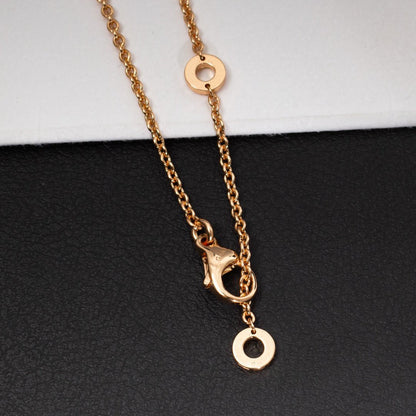 [Basjewels]ZERO 1 WHITE CERAMIC PINK GOLD DIAMOND NECKLACE